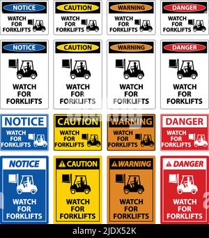 Caution Watch For Forklifts Sign On White Background Stock Vector Image ...