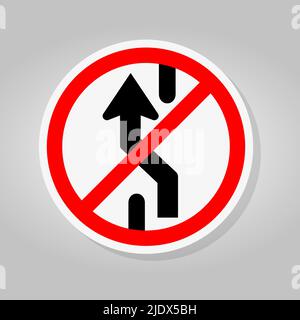 Prohibit Changing Lane, Do Not Go Left, No Change Traffic Lanes To The Left Symbol Sign Isolate On White Background,Vector Illustration Stock Vector