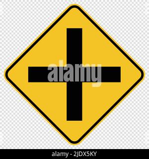 Crossroads Junction Traffic Road Sign on transparent background,vector illustration EPS 10 Stock Vector