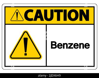 Caution Benzene Symbol Sign On White Background Stock Vector