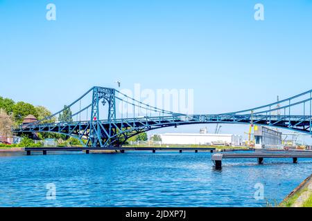 Germany, Lower Saxony, Wilhelmshaven, Clear sky over Kaiser Wilhelm Bridge in spring Stock Photo