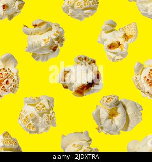 seamless pattern - popcorn. popcorn on a yellow background, pattern Stock Photo
