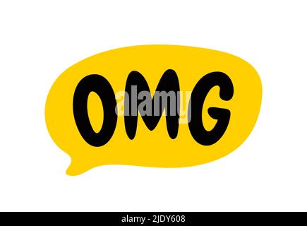 OMG speech bubble. Oh my god text. Hand drawn comic quote. OMG icon lettering. Doodle phrase. Vector illustration Stock Vector