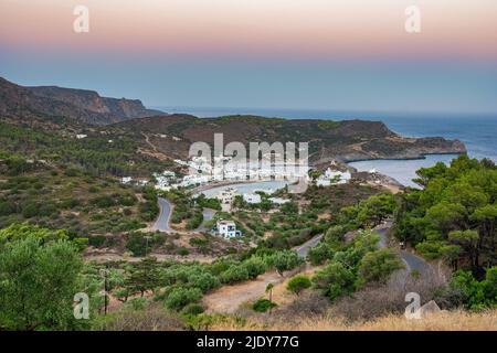 Beautiful sunset view over Kapsali beach in Kythera island, Greece Stock Photo