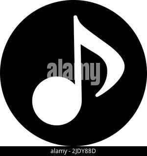 Black circle music note icon. Rhythm and beat. Editable vector. Stock Vector