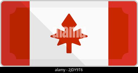 Canadian dollar bill icon with Canadian flag pattern. Editable vector. Stock Vector