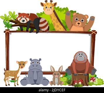 Cartoon wild animals with blank sign Stock Vector Image & Art - Alamy