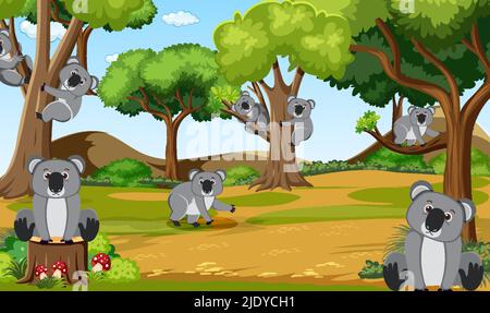 Scene with koalas in the park illustration Stock Vector Image & Art - Alamy