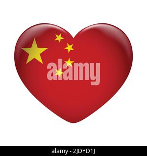 China flag icon isolated on white background. China flag. Flag icon glossy. Stock Vector