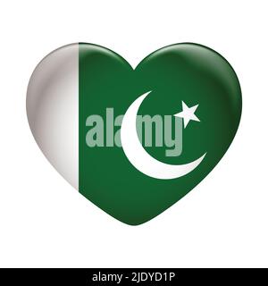 Pakistan flag icon isolated on white background. Pakistan flag. Flag icon glossy. Stock Vector