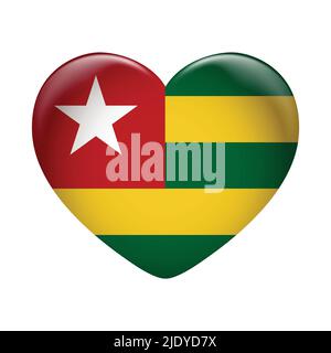 Togo flag icon isolated on white background. Togo flag. Flag icon glossy. Stock Vector