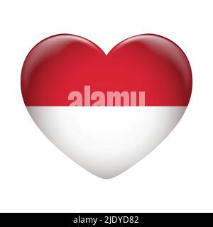 Indonesia flag icon isolated on white background. Indonesia flag. Flag icon glossy. Stock Vector