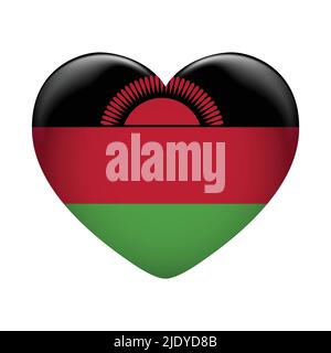 Malawi flag icon isolated on white background. Malawi flag. Flag icon glossy. Stock Vector