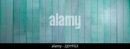 Light blue wood background - Aquamarine planks with peeling paint in vertical wood - Turquoise wooden surface Stock Photo