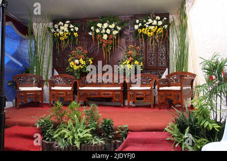 wedding aisle traditional javanese wedding ceremony Stock Photo