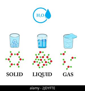 Diagram showing different states of matter- water Stock Vector