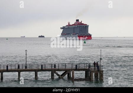 The latest Virgin Voyages cruise ship VALIANT LADY in The Solent Stock Photo