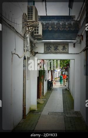 Explore the Ancient Water Town of Qibao Stock Photo