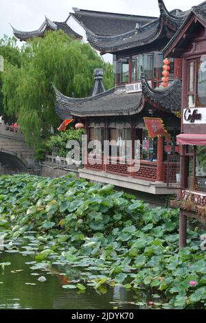 Explore the Ancient Water Town of Qibao Stock Photo