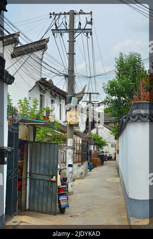 Explore the Ancient Water Town of Qibao Stock Photo