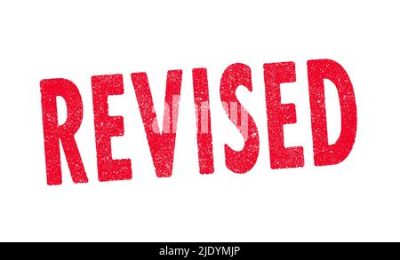 Vector illustration of the word Revised in red ink stamp Stock Vector