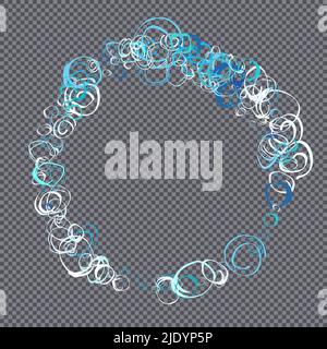 Trendy set of blue hand painted abstract circles forms on transparent. Abstract round pattern texture for wallpapers, web page, esign wall decoration, Stock Vector