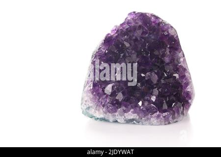 Amethyst Cave With Close Up Macro Details - Deep Purple Crystal Statement Piece Rock - Violet Quartz Geode Stock Photo