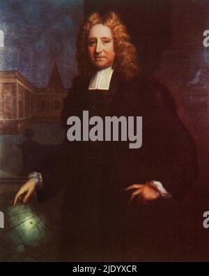 Edmond Halley (1656-1742), 1712. By Thomas Murray (1663-1735). English astronomer, geophysicist, mathematician, meteorologist, and physicist. He was the second Astronomer Royal in Britain, succeeding John Flamsteed in 1720. Stock Photo