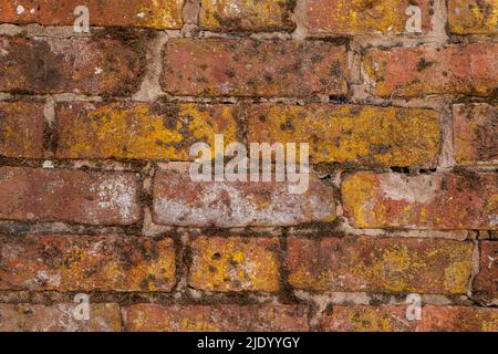 Wall made of old discoloured bricks Stock Photo