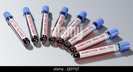 Monkey pox virus blood test vials - 3D illustration Stock Photo - Alamy