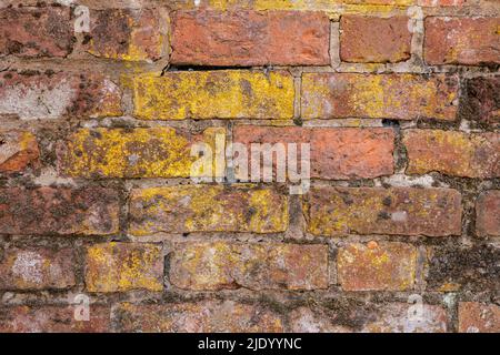 Wall made of old discoloured bricks Stock Photo