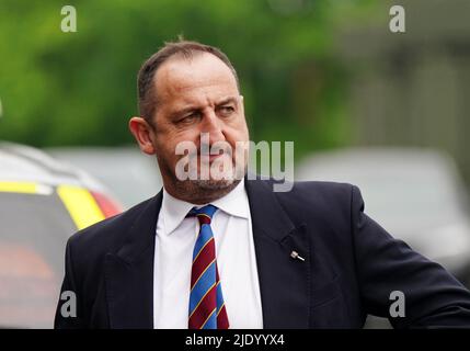 Rupert Moon arrives for the remembrance service for former Wales fly-half Phil Bennett, held at the Parc y Scarlets, Llanelli. Picture date: Sunday June 26, 2022. Stock Photo