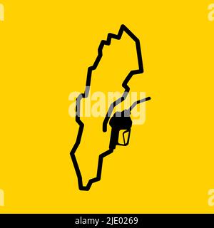 Outline map of sweden made from a petrol gas pump Stock Vector