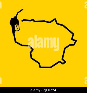 Outline map of lithuania made from a petrol gas pump Stock Vector