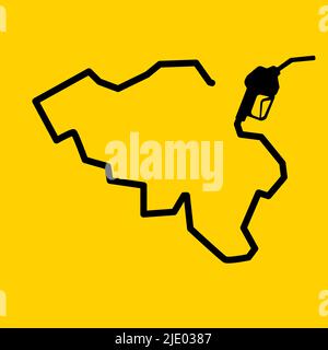Outline map of belgium made from a petrol gas pump Stock Vector