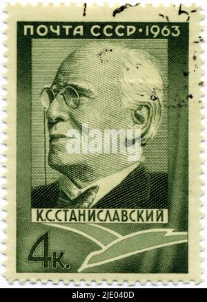 RUSSIA – CIRCA 1963 : stamp printed by Russia, shows russian director Stanislavski, circa 1963 Stock Photo