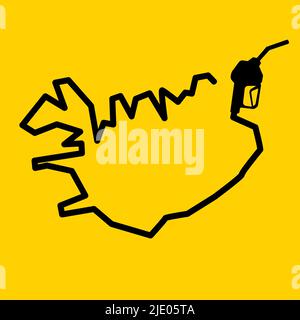 Outline map of iceland made from a petrol gas pump Stock Vector