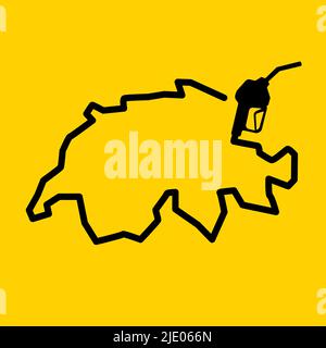 Outline map of switzerland made from a petrol gas pump Stock Vector