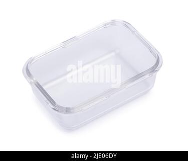 Empty rectangular glass container isolated on white background Stock Photo