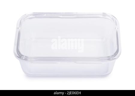 Empty rectangular glass container isolated on white background Stock Photo