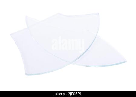 Shards of broken glass isolated on white background Stock Photo