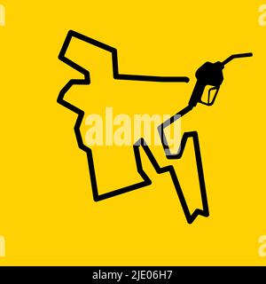 Outline map of bangladesh made from a petrol gas pump Stock Vector