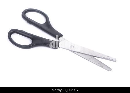 Old black stationery scissors isolated on white background Stock Photo