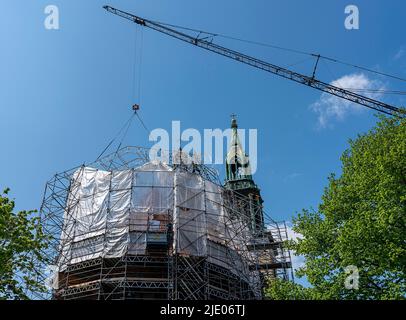 Scaffolding at St. Mary's Church at Alexanderplatz, Berlin, Germany Stock Photo