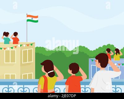 Indian Boy Hoisting Flag of India Stock Vector - Illustration of  nationality, nationalism: 57231846