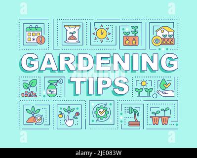 Gardening tips word concepts mint banner Stock Vector