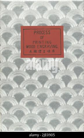 Process book of The Ducks, Process of printing wood engraving (title on object), Album showing the printing process of a print with two ducks by Takeuchi Seiho by print run; silver cover with bow pattern; top center red title stripe; 51 sheets, double numbered 1-26: the first page has the block printed which was then reprinted into the print on the next page, with identical page number; in 26 steps the print was completed., print maker: Takeuchi Seihô, (mentioned on object), Japan, 1937, paper, color woodcut, height 382 mm × width 245 mm, height 381 mm × width 486 mm Stock Photo