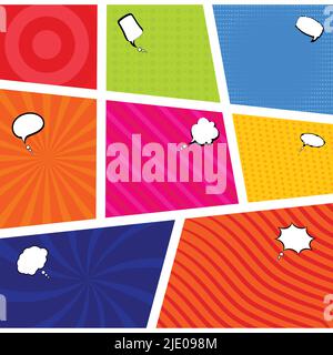 Colorful Comic Style Background With Various Speech Bubbles. Stock Vector
