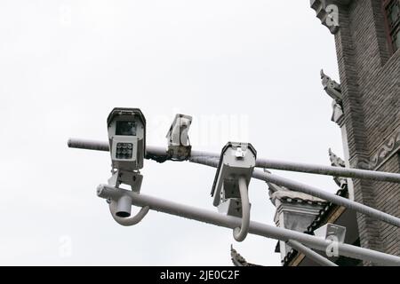 CCTV security cameras in Fenghuang ancient town, China. Stock Photo