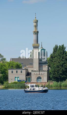 Mosque, pumping station, Neustaedter Havelbucht, Breite Strasse, Potsdam, Brandenburg, Germany Stock Photo